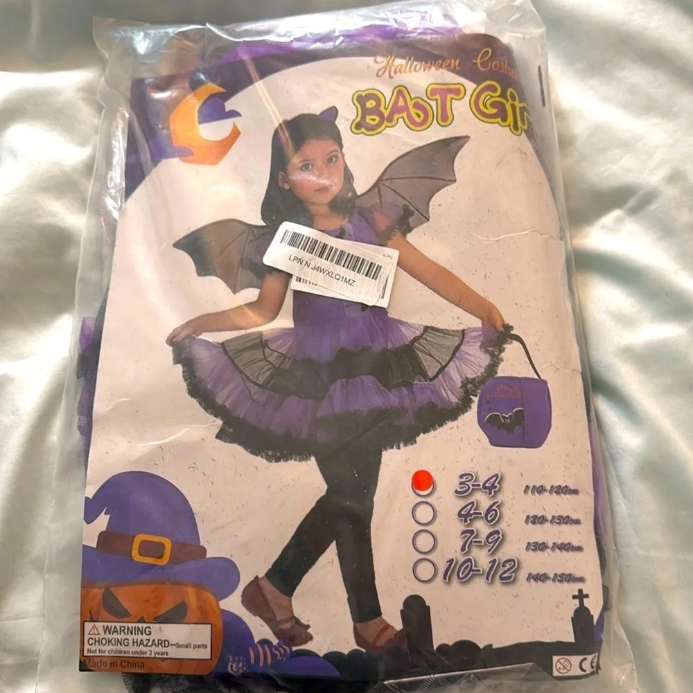 NWT bat girl size 3-4 Halloween costume